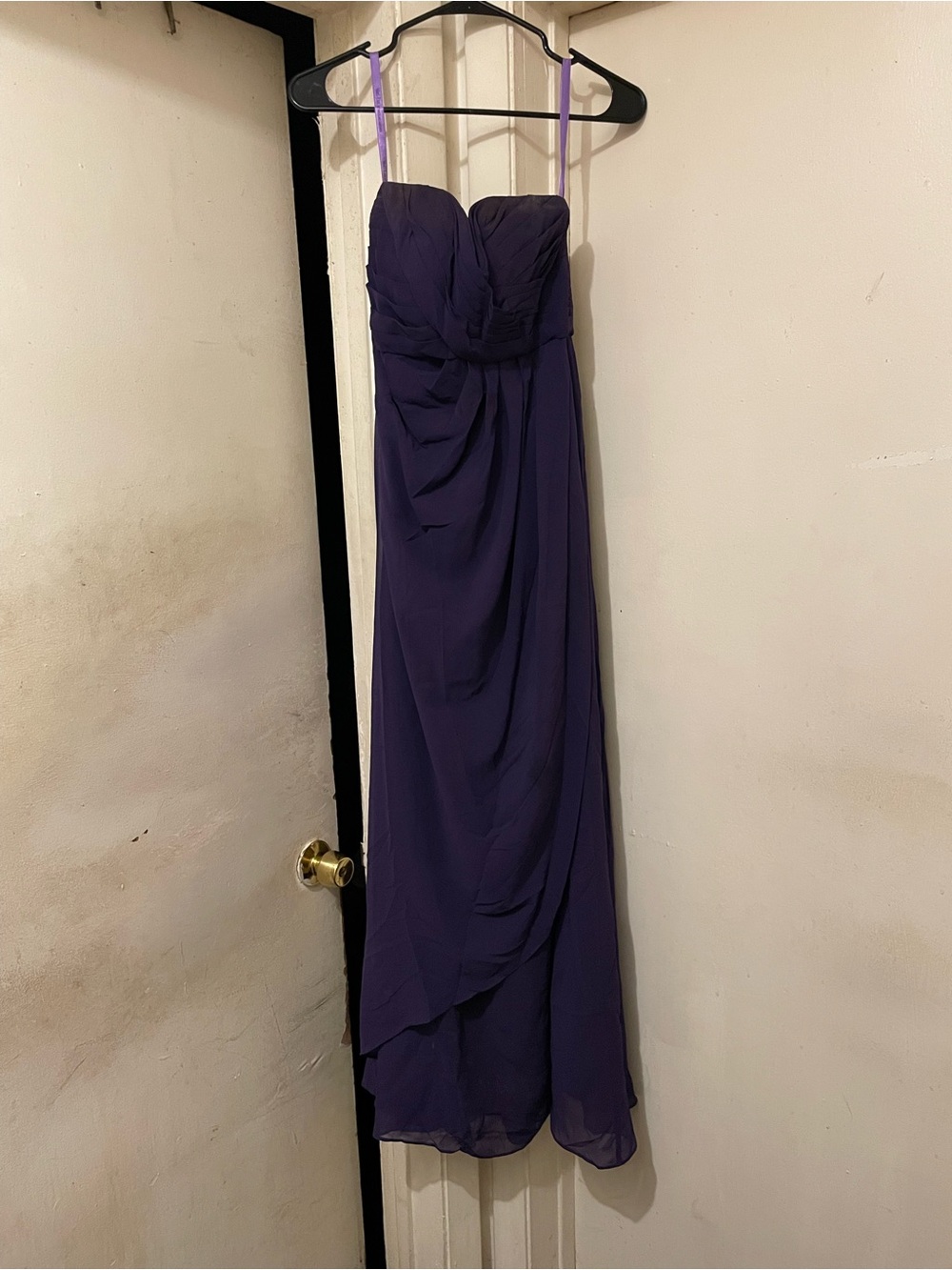 Purple Strapless Evening Gown with Spaghetti Straps Size 8
